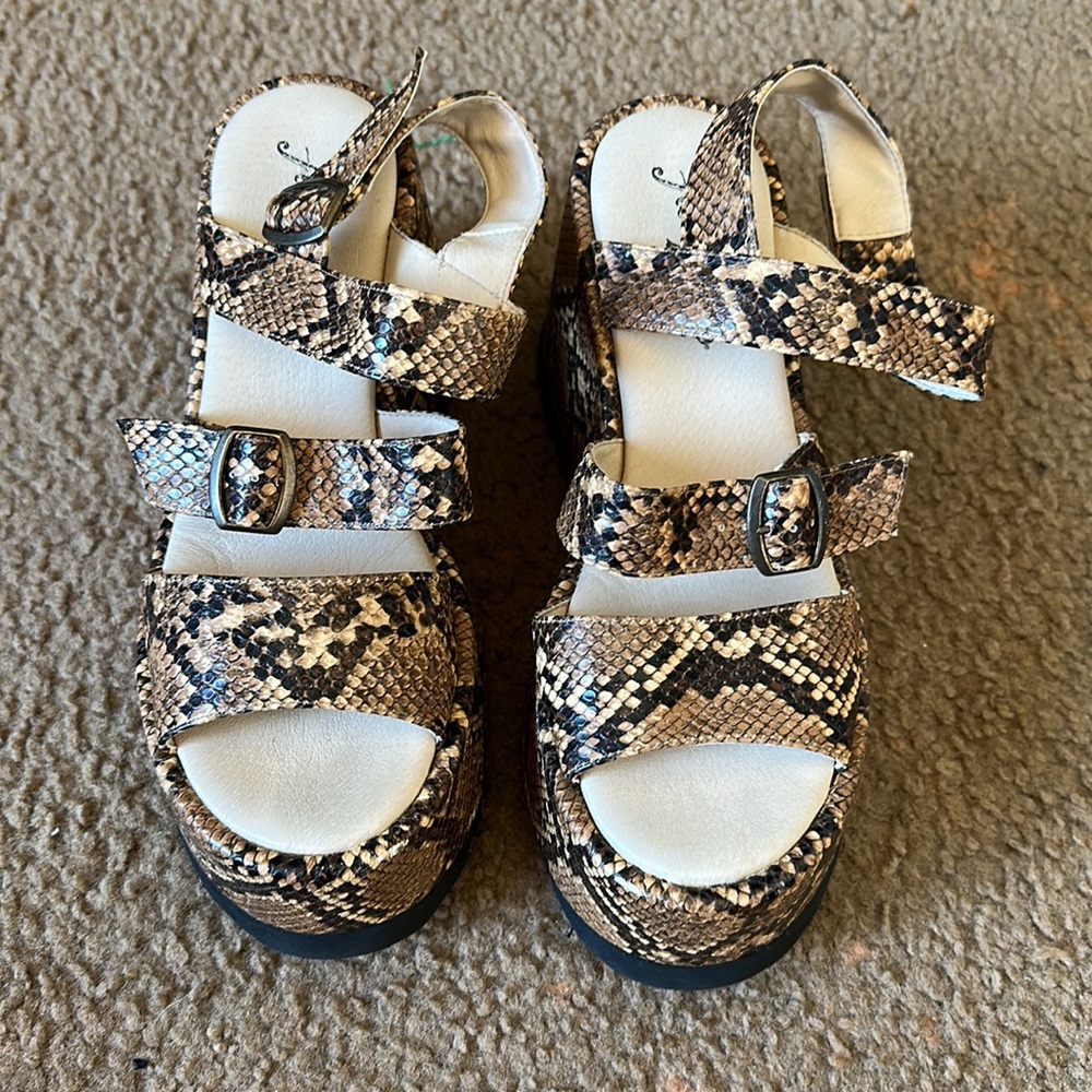 Free People Snake Print Sandals - image 3